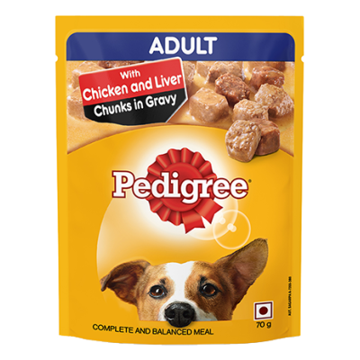 Pedigree Chicken and Liver Chunks For Dog 70G